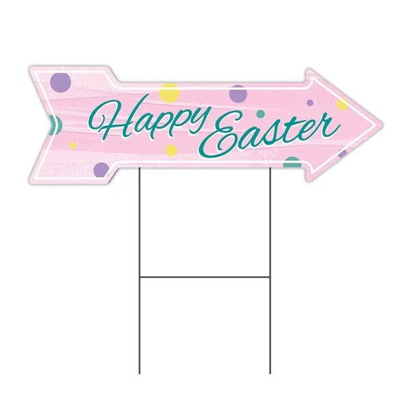 Happy Easter 2 Arrow Yard Sign Funny Home Decor 30in Wide, Signmission, Mfr#: C-ARROW10-DS-999832